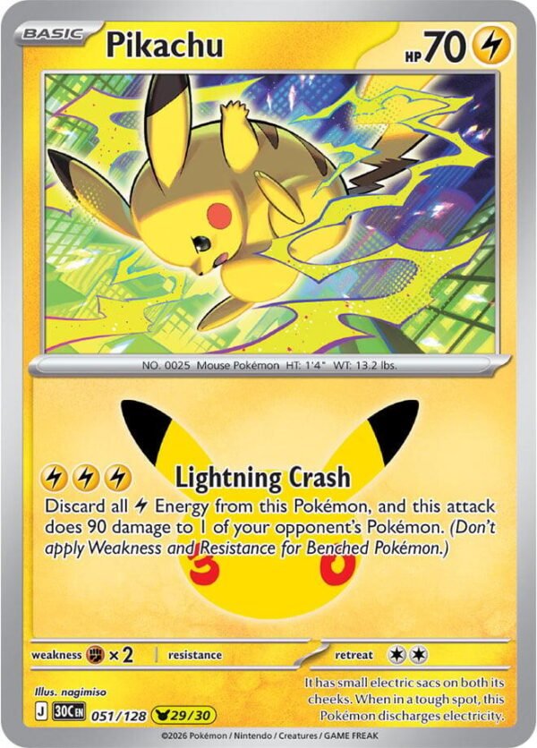 tcg-716317 Pikachu - 051/128 | 051/128 | Holofoil | ME: 30th Celebration