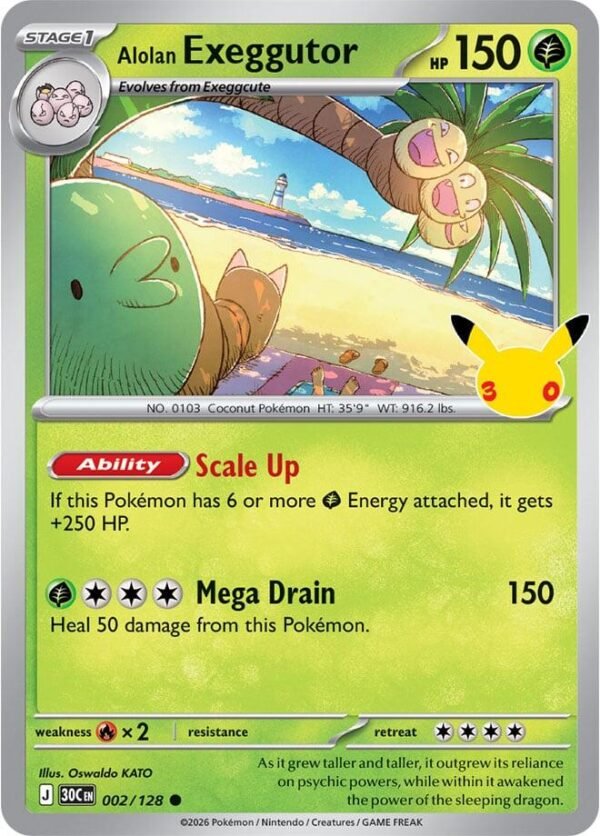 tcg-716436 Alolan Exeggutor - 002/128 | 002/128 | Holofoil | ME: 30th Celebration