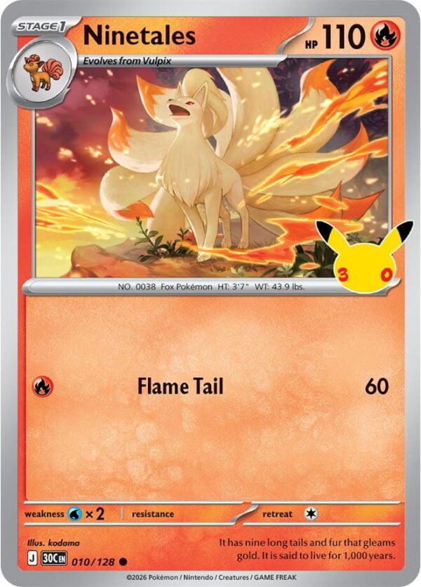 Ninetales | 010/128 | Holofoil | ME: 30th Celebration