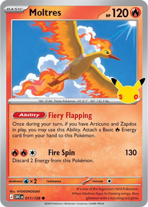 Moltres - 011/128 | 011/128 | Holofoil | ME: 30th Celebration