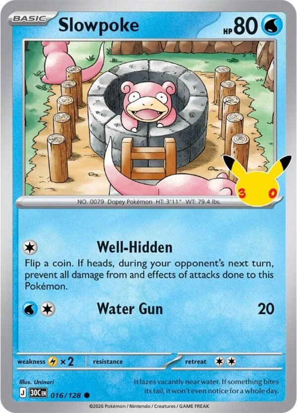 Slowpoke | 016/128 | Holofoil | ME: 30th Celebration