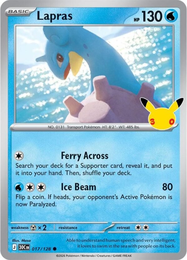 tcg-716450 Lapras - 017/128 | 017/128 | Holofoil | ME: 30th Celebration