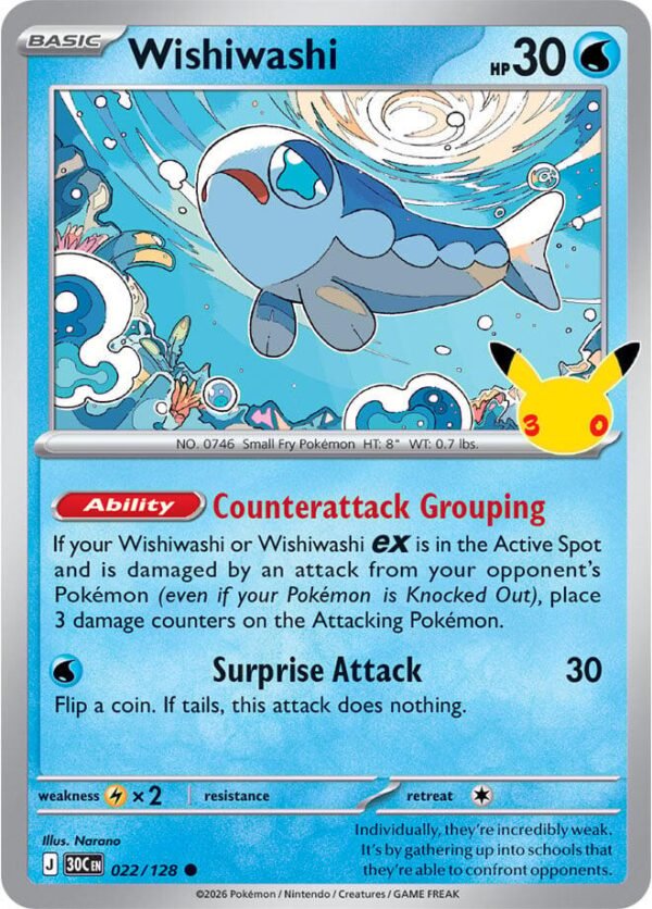 tcg-716454 Wishiwashi | 022/128 | Holofoil | ME: 30th Celebration