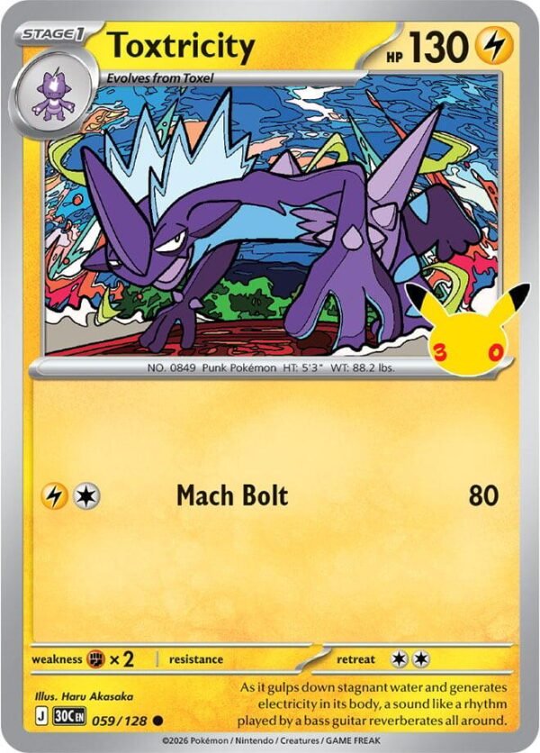 tcg-716458 Toxtricity - 059/128 | 059/128 | Holofoil | ME: 30th Celebration