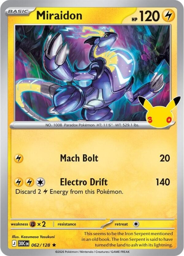 tcg-716461 Miraidon | 062/128 | Holofoil | ME: 30th Celebration
