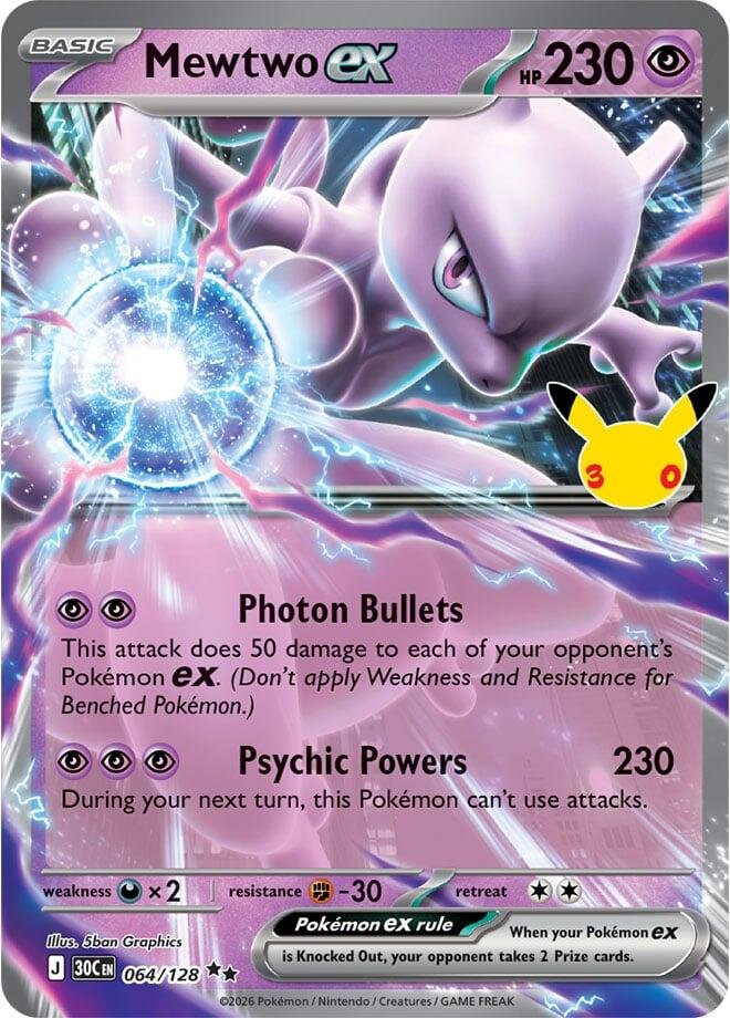 Mewtwo ex 064/128 de Pokémon TCG 30th Celebration