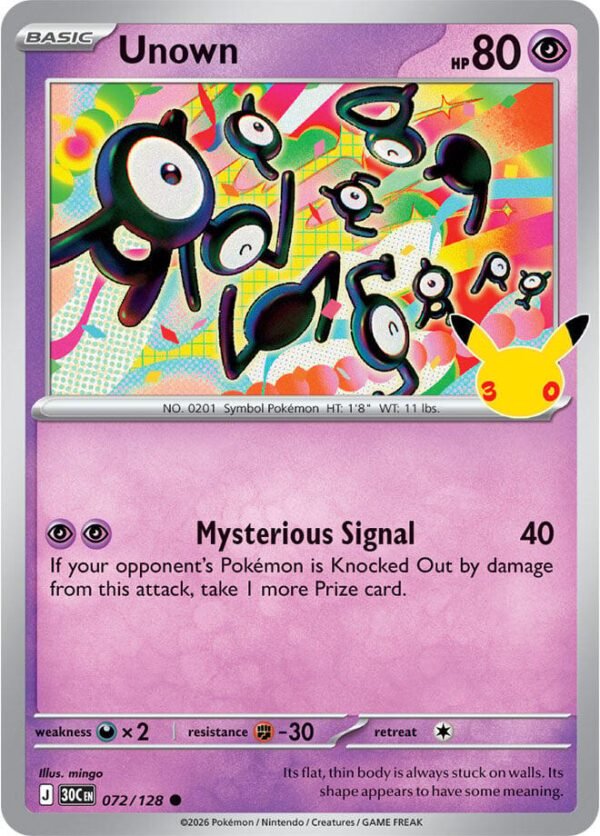 Unown | 072/128 | Holofoil | ME: 30th Celebration