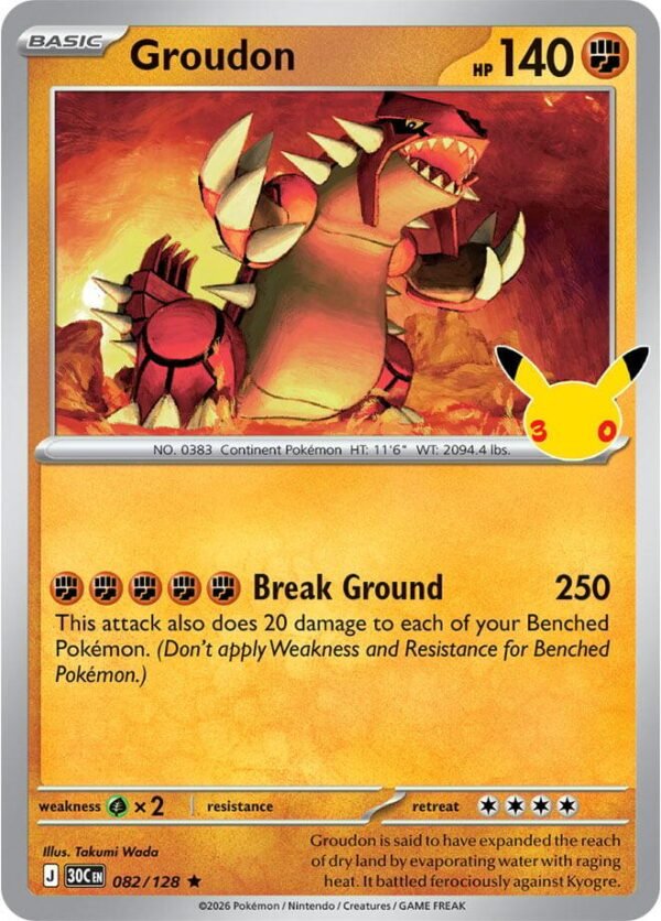 tcg-716478 Groudon | 082/128 | Holofoil | ME: 30th Celebration