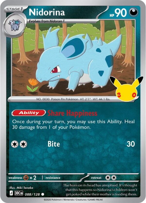 tcg-716484 Nidorina | 088/128 | Holofoil | ME: 30th Celebration