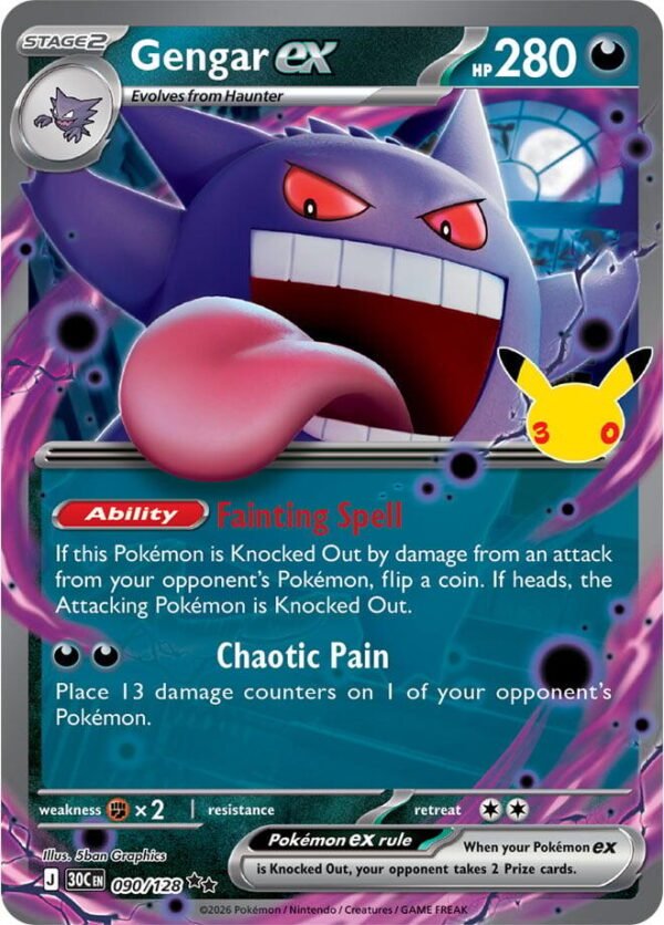 tcg-716485 Gengar ex - 090/128 | 090/128 | Holofoil | ME: 30th Celebration