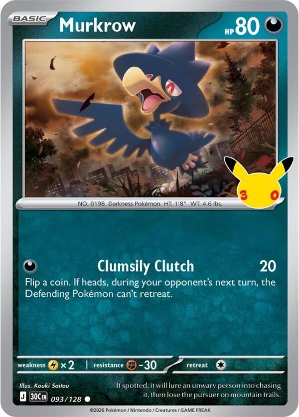 tcg-716486 Murkrow | 093/128 | Holofoil | ME: 30th Celebration