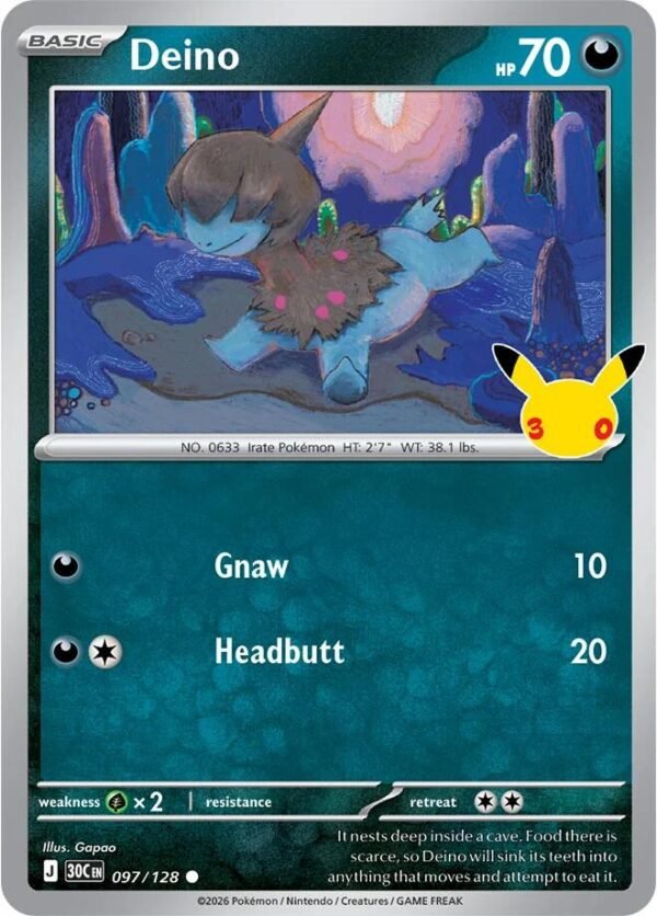 tcg-716490 Deino | 097/128 | Holofoil | ME: 30th Celebration