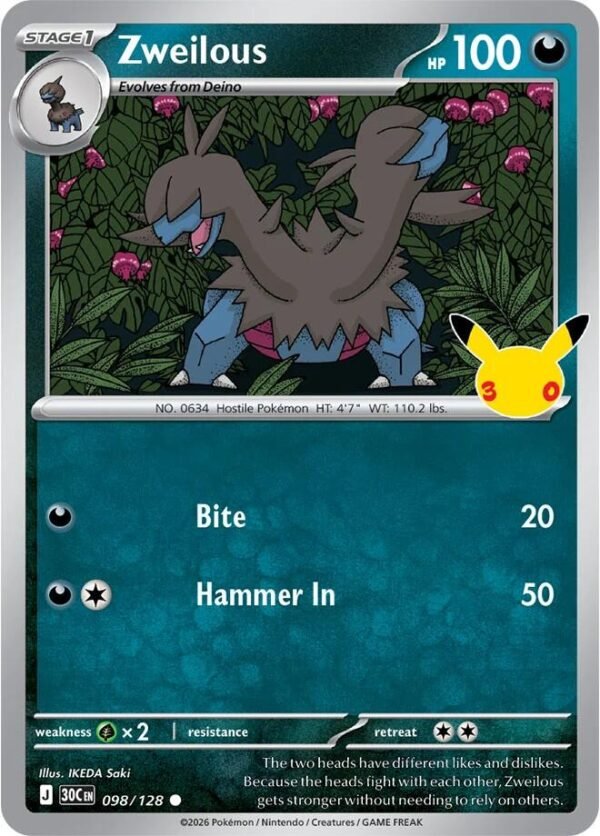 tcg-716491 Zweilous | 098/128 | Holofoil | ME: 30th Celebration