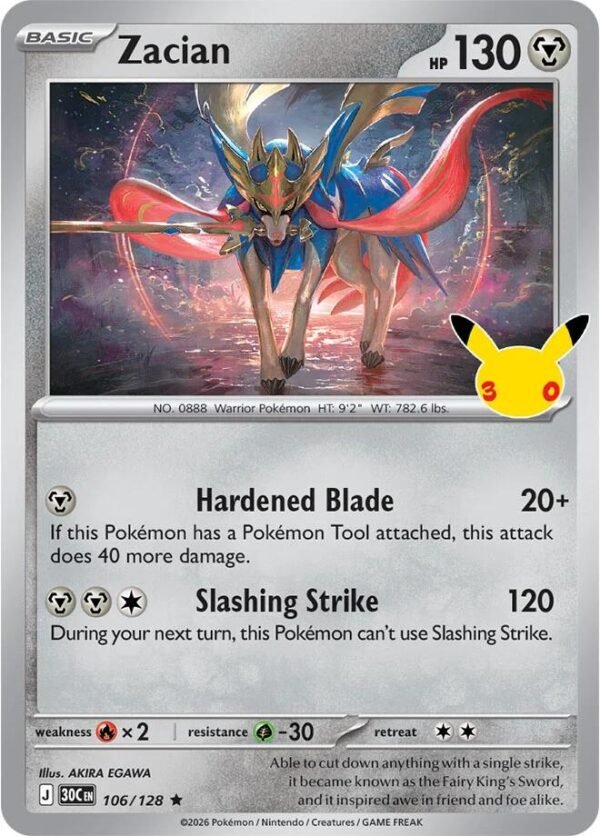 Zacian | 106/128 | Holofoil | ME: 30th Celebration