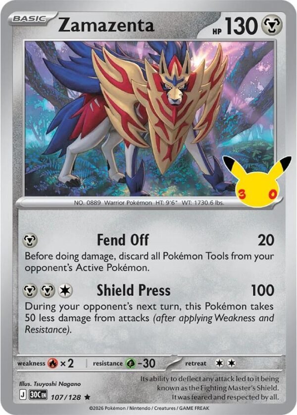 Zamazenta | 107/128 | Holofoil | ME: 30th Celebration