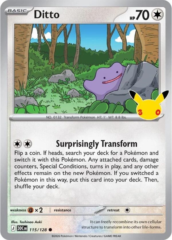 tcg-716507 Ditto | 115/128 | Holofoil | ME: 30th Celebration