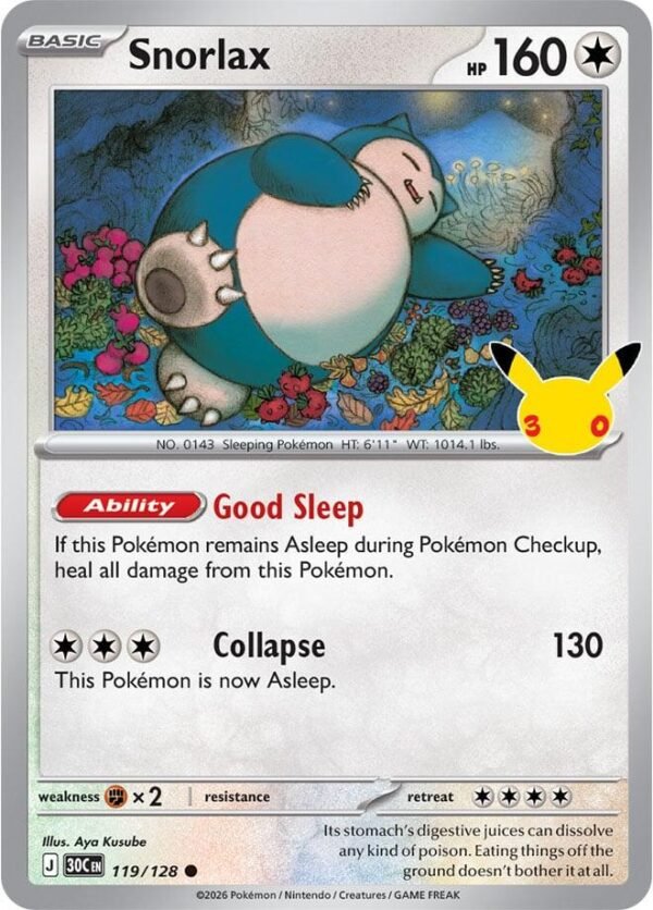 tcg-716508 Snorlax | 119/128 | Holofoil | ME: 30th Celebration