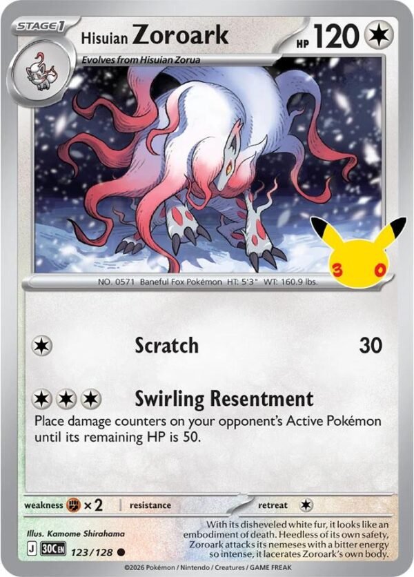 Hisuian Zoroark | 123/128 | Holofoil | ME: 30th Celebration